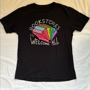 Bookstores Welcome All Black Short Sleeve T-Shirt Size XL